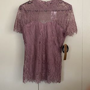 Almost Famous Mauve lace high neck  top - M